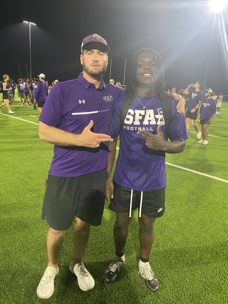 Had a great time at SFA. Thanks for the Linebacker mvp and good talks with <a href="/MustangsDC/">Rich Renner</a> <a href="/Coach_RogersSFA/">Cameron Rogers</a>