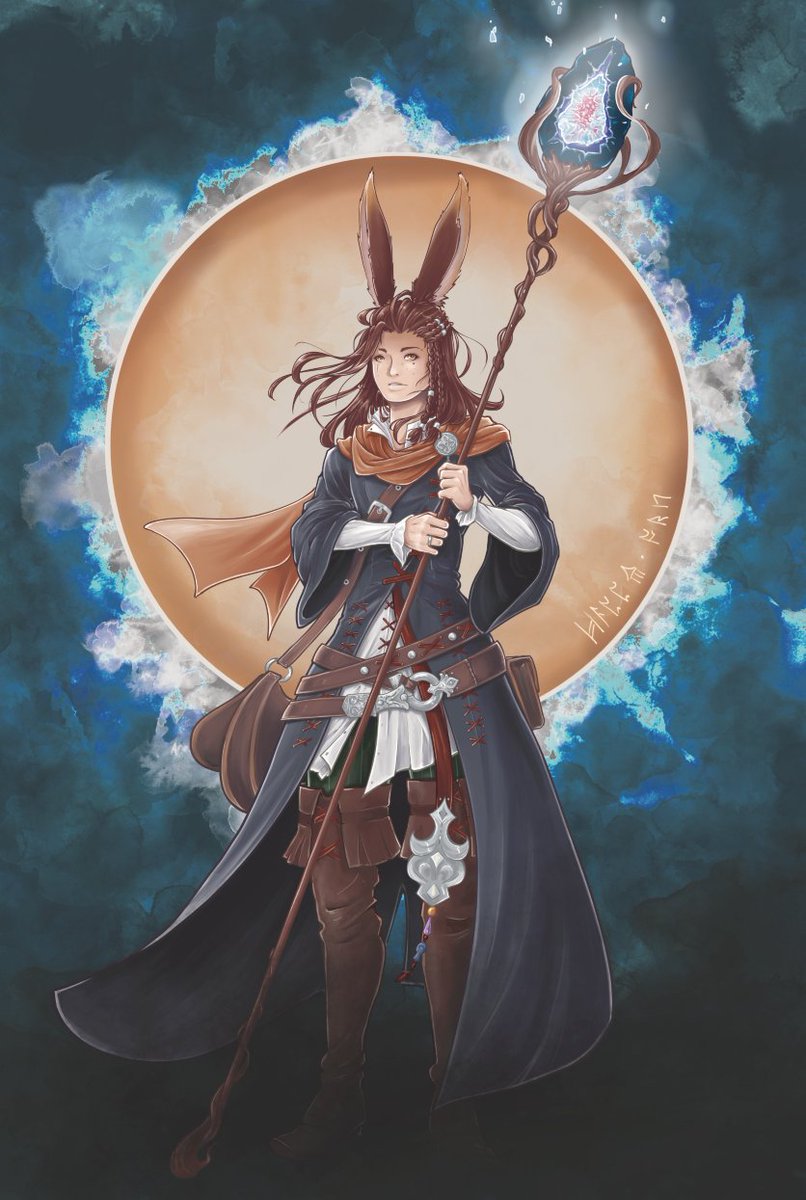 Between me learning how to use CSP and my artist block, this drawing ended up taking what feels like an eternity to finish. 

 Made my new alt bun boi - he's just made it to Heavensward.