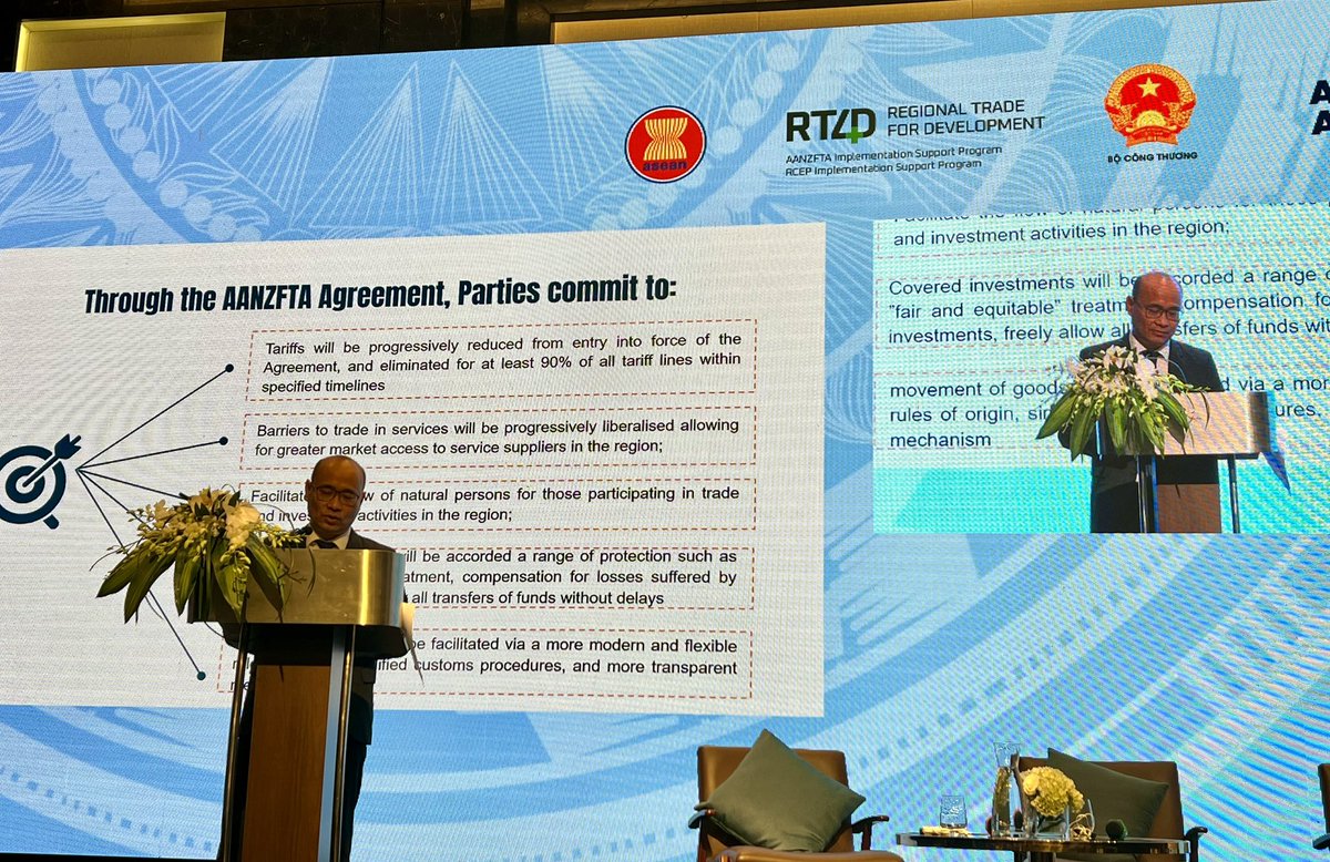 AusAmbVN's tweet photo. Nice to join:
🇳🇿 Caroline  Beresford @nzinvietnam &amp;
🇻🇳 Ministry of Industry &amp; Trade DG Thai 

• to celebrate 15 years of the ASEAN-Australia-New Zealand Free Trade Agreement (AANZFTA)

• the highest quality FTA in @ASEAN 

#RT4D #Aus4Growth https://t.co/e19b5qfLb9