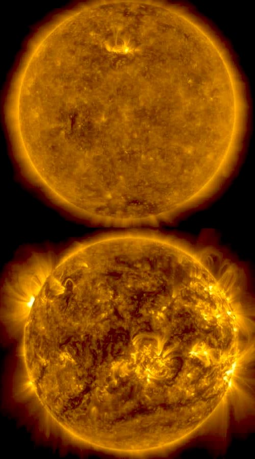 Le soleil en 2020 versus 2024.

🌞🔥Pourquoi fait-il plus chaud en 2024 par rapport à 2020 ? 🔥🌞

Votre Soleil est actuellement dans un état plus actif, appelé maximum solaire. 

Pendant le maximum solaire :
- L'activité magnétique du Soleil augmente.
- Il y a plus de taches