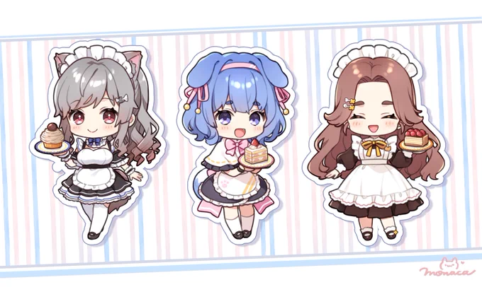 もなか家メイド三姉妹最近SD描くのたのしいです!#りんこのファンタズムアート#いぬとお絵描き#楠木かえで 