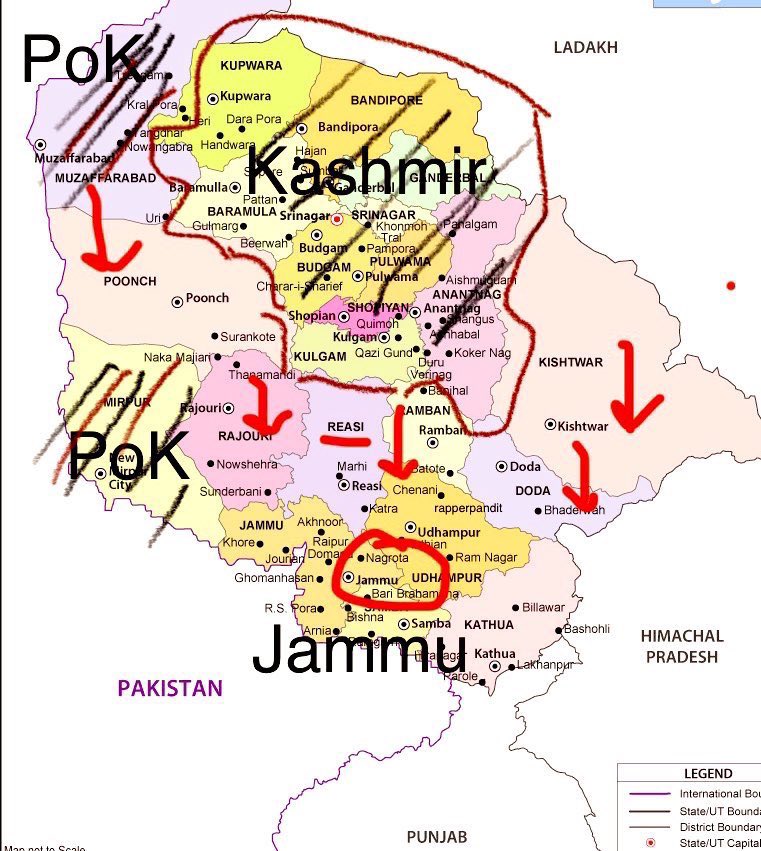 RapperPandit's tweet image. Those who don’t understand Jammu Kashmir, Spot REASI in this Map❗️

They are coming for Jammu Province after having completed Kashmir Province✔️

#AllEyesOnReasi