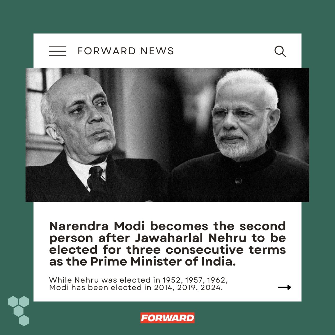 ForwardMediaTwt's tweet photo. #NarendraModi sworn in as the Prime Minister of #India on 9 June 2024, at Rashtrapati Bhavan, with President Droupadi Murmu administering the oath. The BJP-led NDA had secured 303+ seats in the #LokSabhaElection2024 

For more, visit: https://t.co/NFcUGHSwLz https://t.co/NkaPuIaOmk