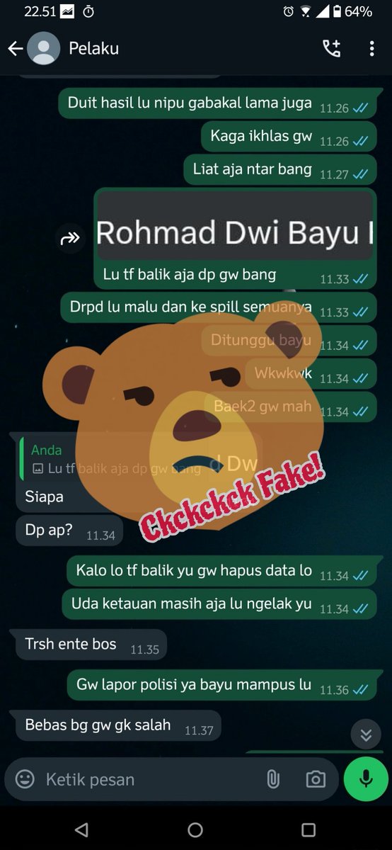 Investigabear's tweet photo. Ninuninuninu 🚓
Beware Guysss!!!
Modus: Penipuan Expo, ngumpulin DP seolah2 untuk Expo di luar kota, tapi sehabis DP tidak ada kabar! Akun dihandle sama Cowo bernama Bayu!

HATI HATI GUYSSS! INGAT! Jgn pakai norek &amp; tlpon pribadi! https://t.co/1Lun2OxvtC