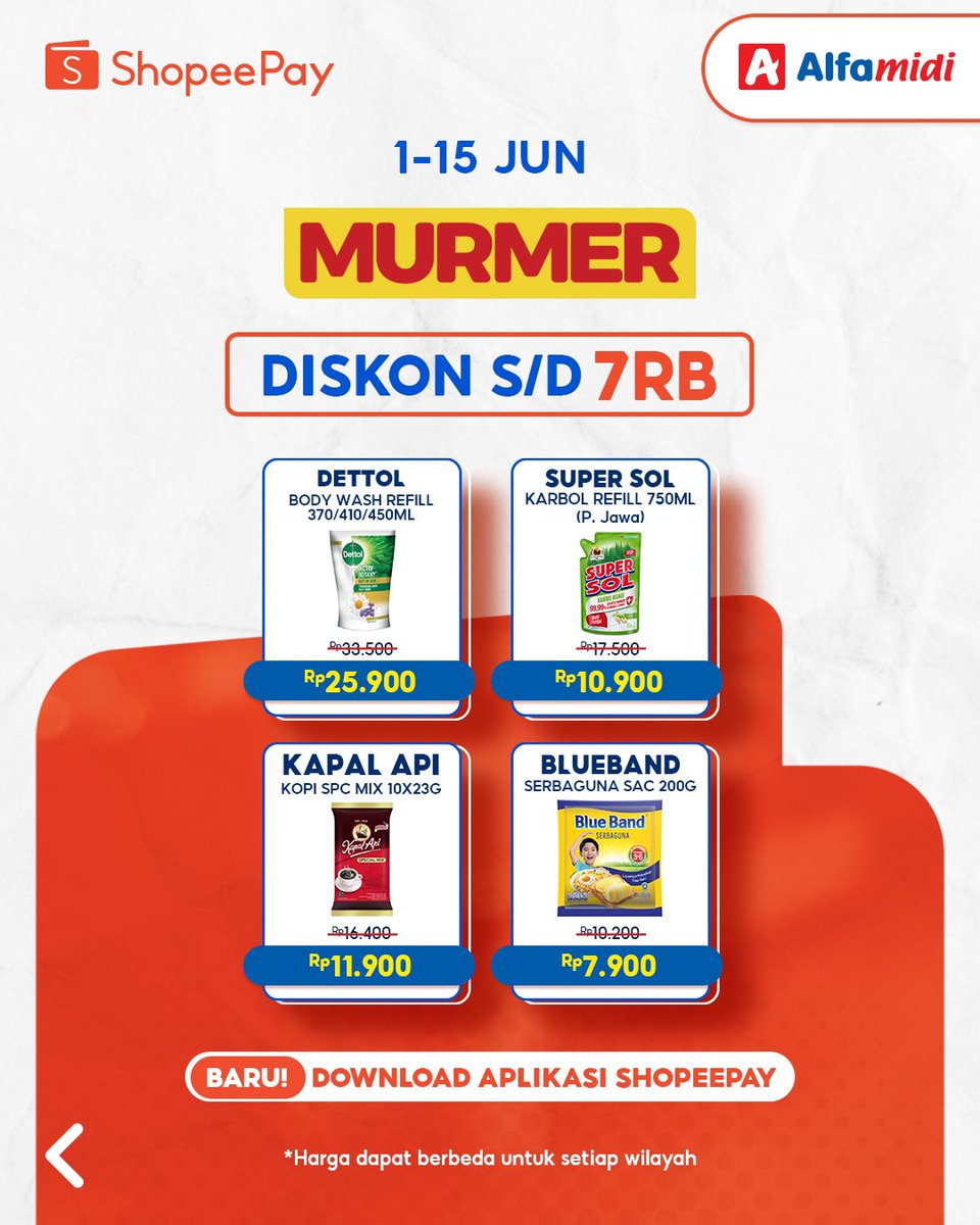 ShopeePay_ID's tweet photo. Bingung ya belanja di mana kalau di Alfamart dan Alfamidi ada promo MURMER!
Pokoknya cari yang paling MURMER dan paling bikin untung 😁👌 Jangan lupa bayarnya pakai ShopeePay ya!
#PromoShopeePay #ShopeePay https://t.co/MI9tscRIe7