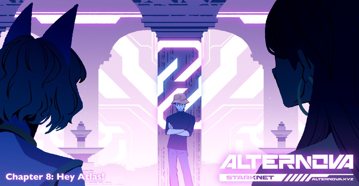 "Pandz, Pandz! Two o' clock beside the pillar. Who is that?" Delphina whispered to Pandora.  

Pandora tilted her head and immediately saw the figure that stood out in the sea of Citizens...  

Read the full chapter: discord.com/channels/11383… ☄️ 

#RoadToAlterNova #Starknet