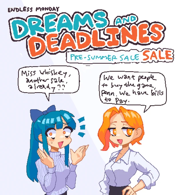 My game Endless Monday: Dreams and Deadlines is on sale for cheaper than usual price! Get it on Steam: https://t.co/noqPwaBuTu 