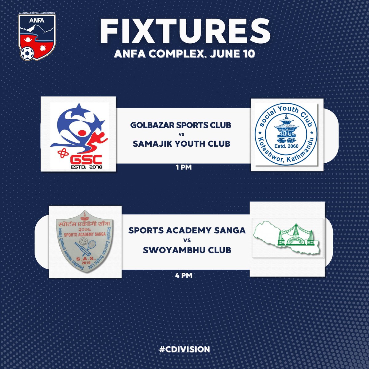 theanfaofficial's tweet photo. Monday fixtures of the 13th round of #CDivision. #ANFA https://t.co/fA3lOnynAI