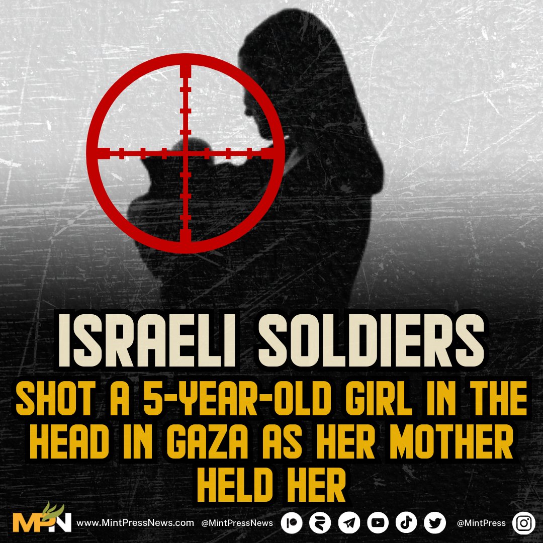 ShaykhSulaiman's tweet photo. Sally Abu Laila, 5 years old, was shot in the head by Israeli forces as she was carried by her mother, who was returning to her home in Gaza.

Her mother, Sabreen, told CNN reporters that her daughter was in her arms when Israeli soldiers shot at her.

This is Zionism https://t.co/KmJrXYZ8aZ