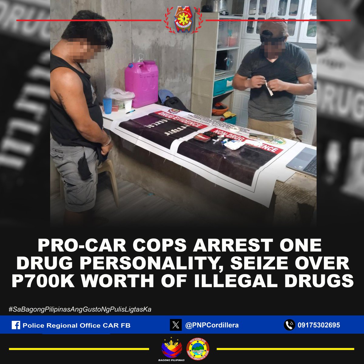 PNPCordillera's tweet photo. As part of PRO-CAR’S relentless efforts in the campaign against illegal drugs, one drug personality was arrested and over P700K worth of illegal drugs were confiscated in separate operations conducted in Kalinga and Benguet on June 9, 2024. https://t.co/DUOcXpQ55h