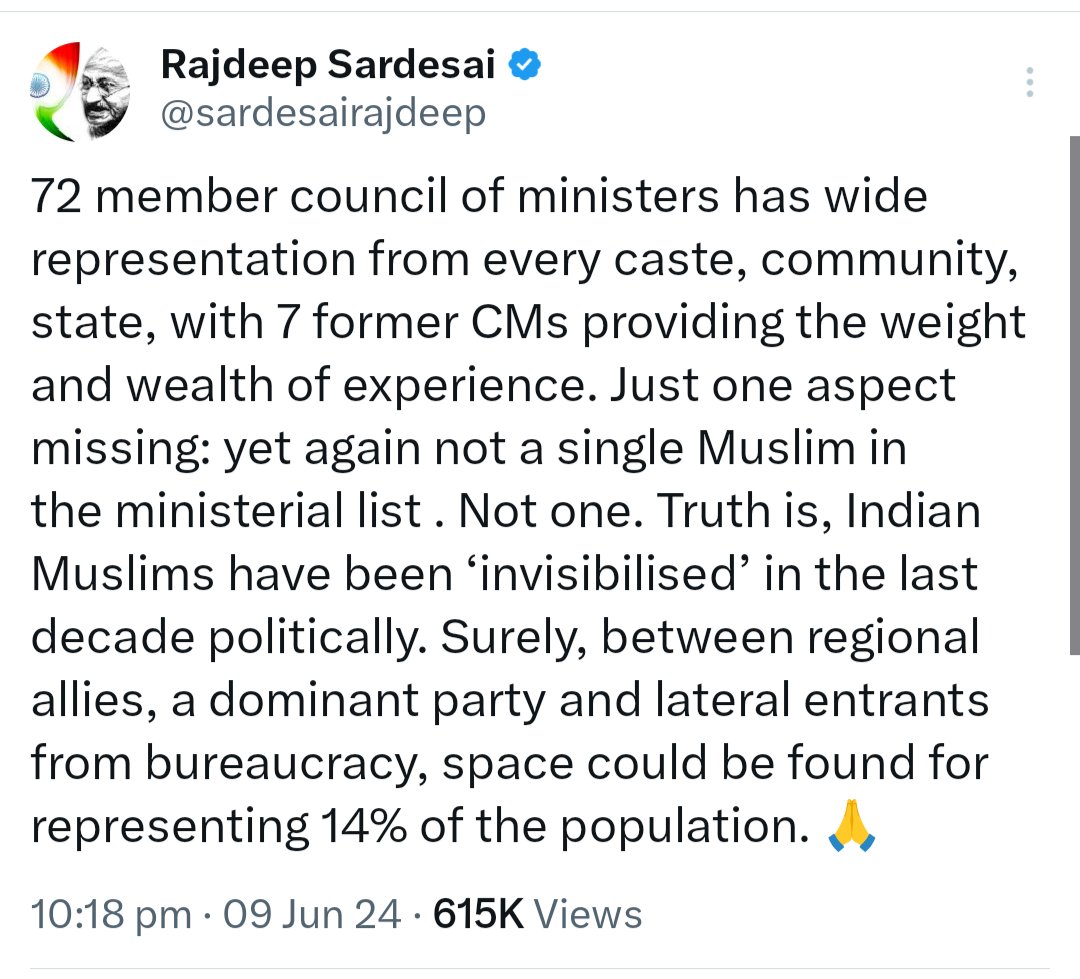adityasvlogs's tweet photo. @sardesairajdeep Not even 0.000014 % MusIims voted for BJP, their only agenda was to defeat PM Modi, even fatwas were issued for the same so why should BJP make a MusIim minister?
Jiska jitna vote,utni uski hissedari. Fair? https://t.co/dosKw3bbpX