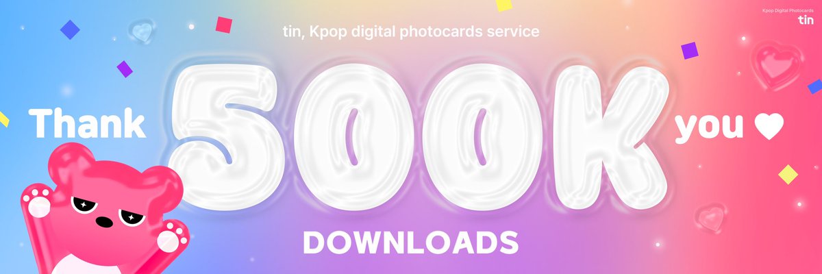 tin_cards's tweet photo. 🎉 Reaching 500,000 downloads for our app! 🎉

A massive thank you to all the K-pop lovers around the world for downloading and enjoying our app! 📱💖 
Your support means everything to us. 
Keep enjoying K-pop digital photocards with tin and stay connected with your favorite idols! 🎶💫
👉🏻 App download: https://t.co/MkDdwU2QK0 
#tin #kpop #digitalphotocards #photocard #poca