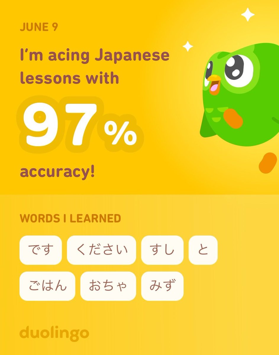about_5strapz's tweet photo. I’m learning Japanese on Duolingo! It’s free, fun, and effective. https://t.co/0WJA7OpPZ9