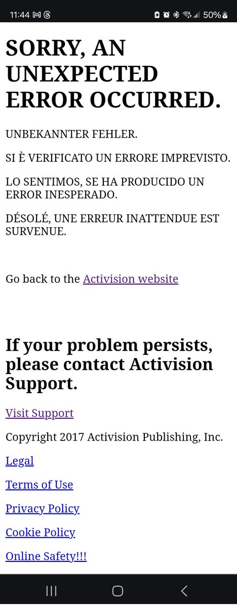 EasyMac4's tweet photo. @ATVIAssist  can we get a fix for this?! It happens when I try to log into my console accounts on the activision site. https://t.co/Tp5I9I8F5W