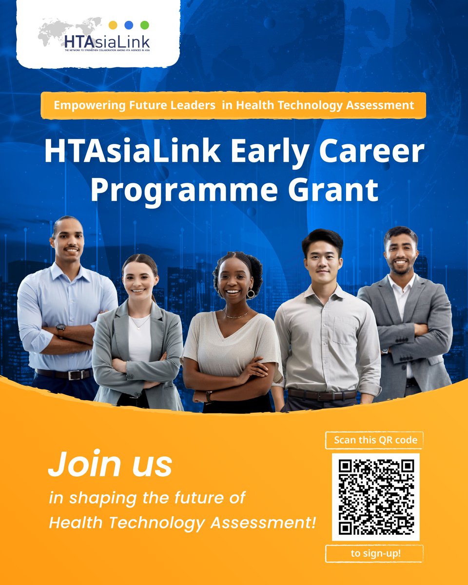 HITAP_Thailand's tweet photo. 🚀Are you an emerging researcher with up to 5 years of experience in #HTA or health services research? 

If you meet the following criteria, apply today!
🔅With an HTAsiaLink member organization
🔅Have a relevant degree (M.D., MSc, Ph.D.)
🔅Conduct research under network supervisors 

Please note that eligibility is based on research years, not publications. Scan the QR code to apply now!