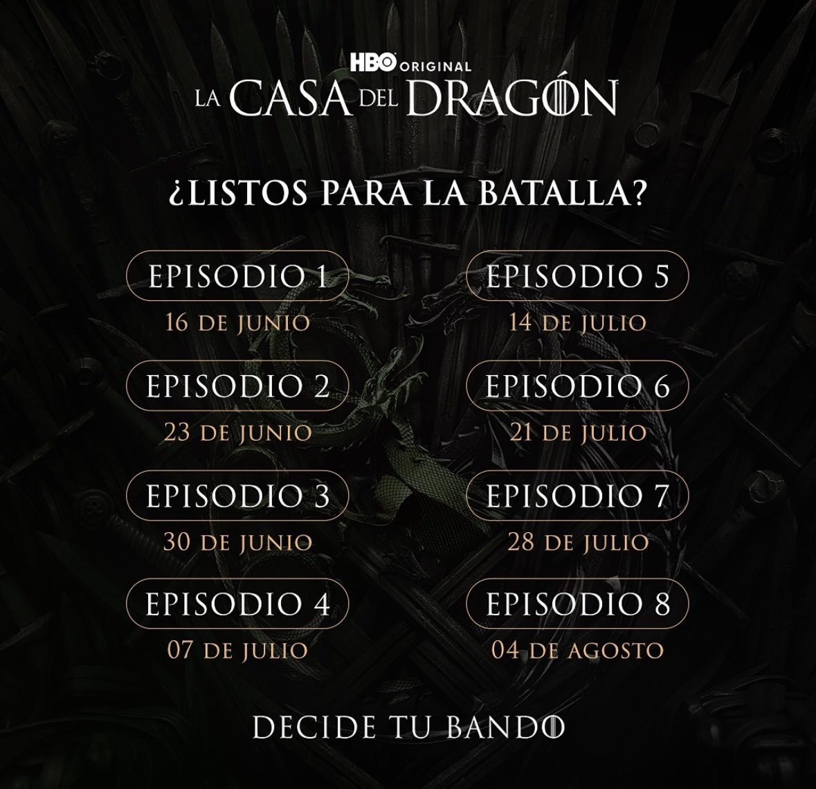 caffrey05's tweet image. Desde el próximo domingo 16 de Junio, hasta el 04 de agosto, tenemos una cita cada domingo. No se les vaya a olvidar, mis lores y ladys. Tengan listo el vino que Westeros nos espera con Fuego y Sangre.