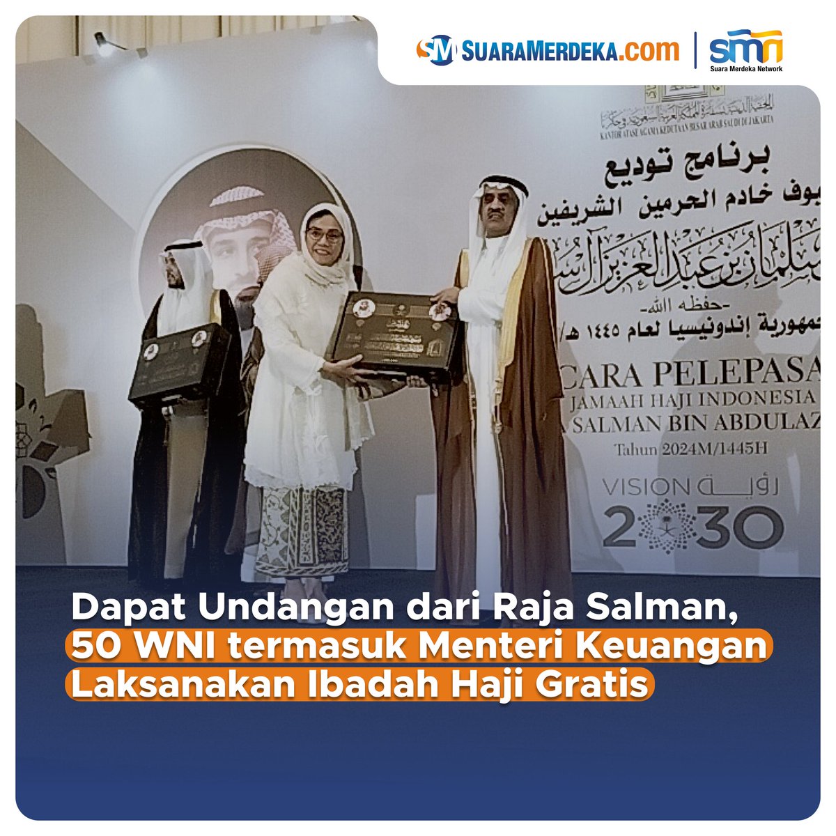 suaramerdeka's tweet photo. Sebanyak lebih dari 50 warga Indonesia berangkat ke Tanah Suci untuk melaksanakan ibadah haji atas undangan Raja Arab Saudi, Salman bin Abdulaziz Al Saud.
#suaramerdeka #suaramerdekacom #promedia #rajasalman #haji #hajigratis #menterikeuangan #wni #arabsaudi https://t.co/RbdkkKgZTq