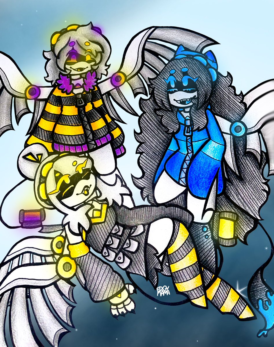 EdgeMother's tweet photo. Some of my friends ocs and Yumi #MurderDrones #MurderDroneOc https://t.co/exbilT20SX