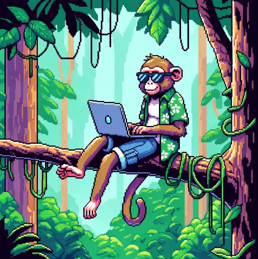 pixelmonke's tweet photo. Deep in the jungle,

A wild pixelmonke is cooking something big

Only on Ordinals and soon Runes 

PIXELMONKE 🟢 https://t.co/ieulsCmwCD