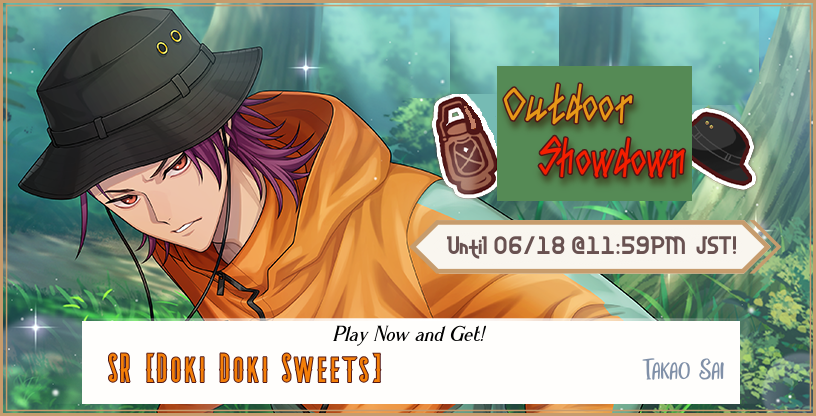CH4MP4GNEG0LD's tweet photo. ˏˋ°•*⁀➷{Event Underway~!}
➸[Outdoor Showdown]
===
Story: The 99th and 100th generations students keep on fighting so Meinosuke decides to resolve the tension...by going outdoors! 
Participate in the event to get  SR card [Doki Doki Sweets] Takao Sai
#aoyamaoperetta https://t.co/kH759gvllu