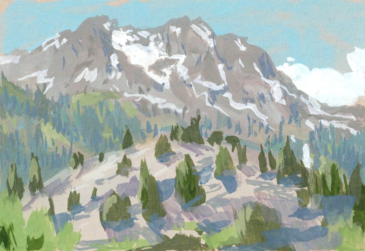 worldalchemy's tweet image. Gouache pleinair studies of Gull Lake, CA