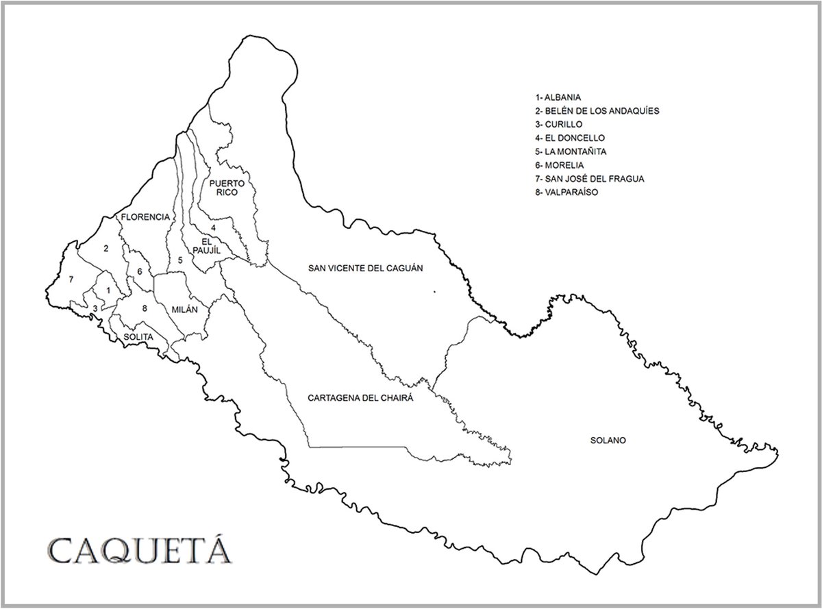HOMENAJE AL CAQUETÁ 

El departamento de Caquetá tiene 16 municipios, casi todos ubicados en el piedemonte y de tamaño reducido, excepto por tres, que se extienden Amazonia adentro, y equivalen al 88 de toda su superficie. Aquí van todos. 

🧵👇🏻