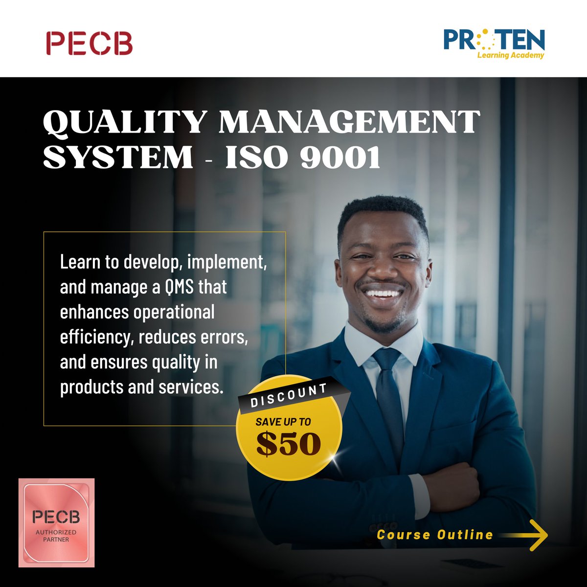 Protenintl's tweet image. Elevate your skills with our Quality Management System (QMS) training courses and save big! 💰 

Save $50 or more today!

Ready to embark on your journey to mastery? Reach out to us at protentintl.com/contact or send an email at info@protenintl.com. 

#PECB #ISO #Proten #QMS