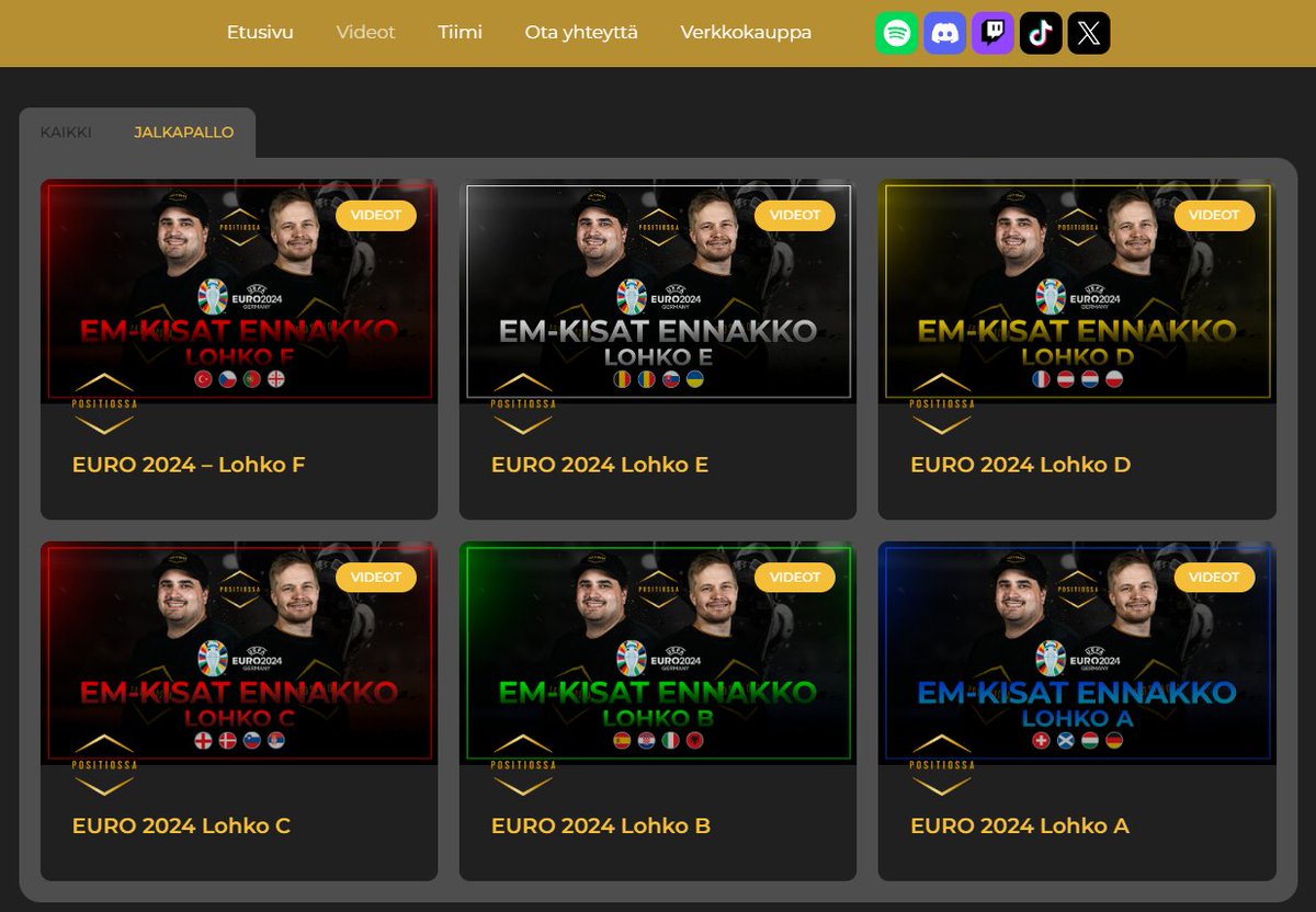 Kaikki lohkoennakot nyt eetterissä! Youtuben ja Spotifyn lisäksi ne löytyvät kätevästi uuden karheilta kotisivuilta! Nautitaa! #emfutis
positiossa.com/videot/jalkapa…