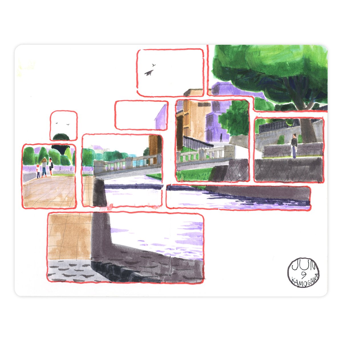 今年もスケッチのWSやらスケッチ会での雨の頻度が高い。
雨のあとがスケッチブックに残ってる😅 