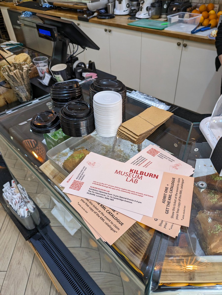 More tickets to pick up on Kilburn High Road for the #KilburnMuseumLab event on the 22 of June at the #tintabernacle in #Kilburn! Get your free tickets from these shops in Kilburn High Road and get a free copy of the Kilburn Museum Lab catalogue ❤️ Giggling Angel, Olympus Cafe