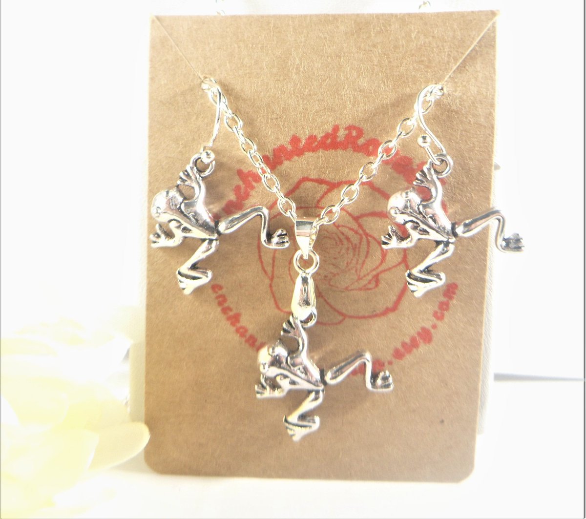 valroseshowers's tweet photo. Frog Earrings for Frog Lover Tadpole Earrings for Nature Lover Silver Frog Pendant Jewelry Set for all Ages Amphibian Themed Jewelry https://t.co/RF8rYk6KpF #EtsySeller #SantaFe #NewMexico #EtsyShop #FrogEarrings https://t.co/GErvANZgcX