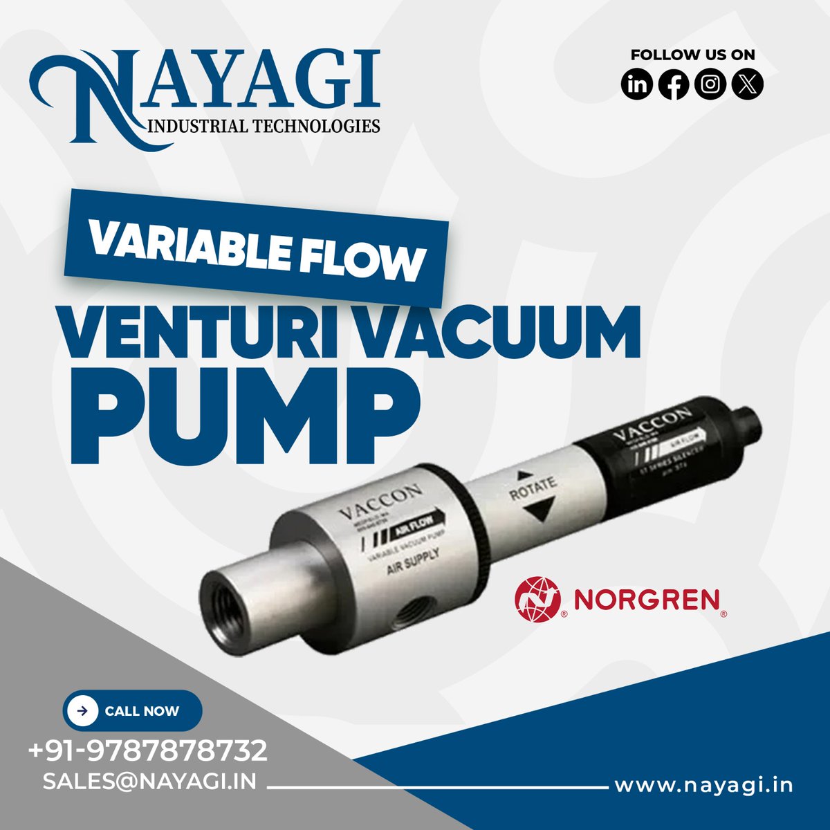 NayagiIndustry's tweet photo. The VDF Series is a unique Vaccon innovation that places the vacuum port and exhaust path inline making a straight through venturi vacuum pump. 
#VenturiVacuumPumps #VDF #VenturiVacuumPumps #industrialelectricmotors #vaccon #vacuum #vacuumPump #vacconvacuumPump #bengaluru https://t.co/FX2LYZcEX0
