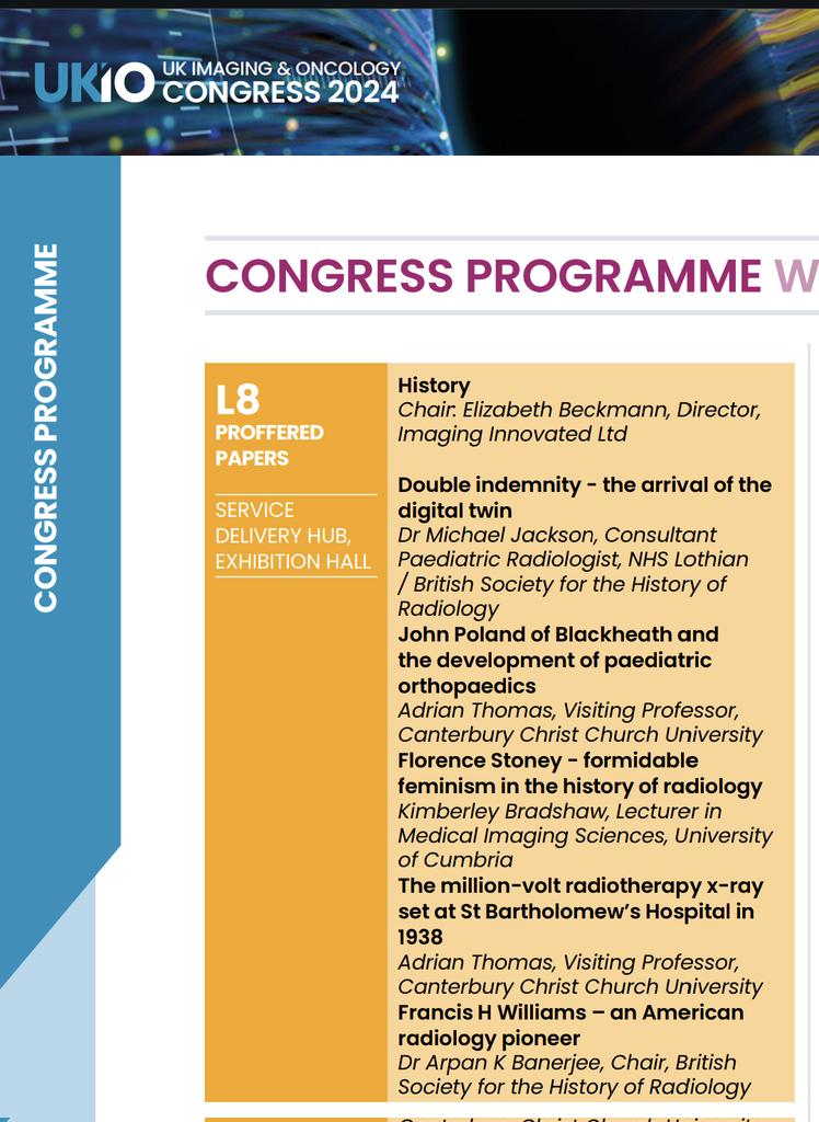 Looking forward to a fantastic history session on Wednesday afternoon at #UKIO2024 Please also come and visit the BSHR stand throughout the conference, a warm welcome guaranteed!