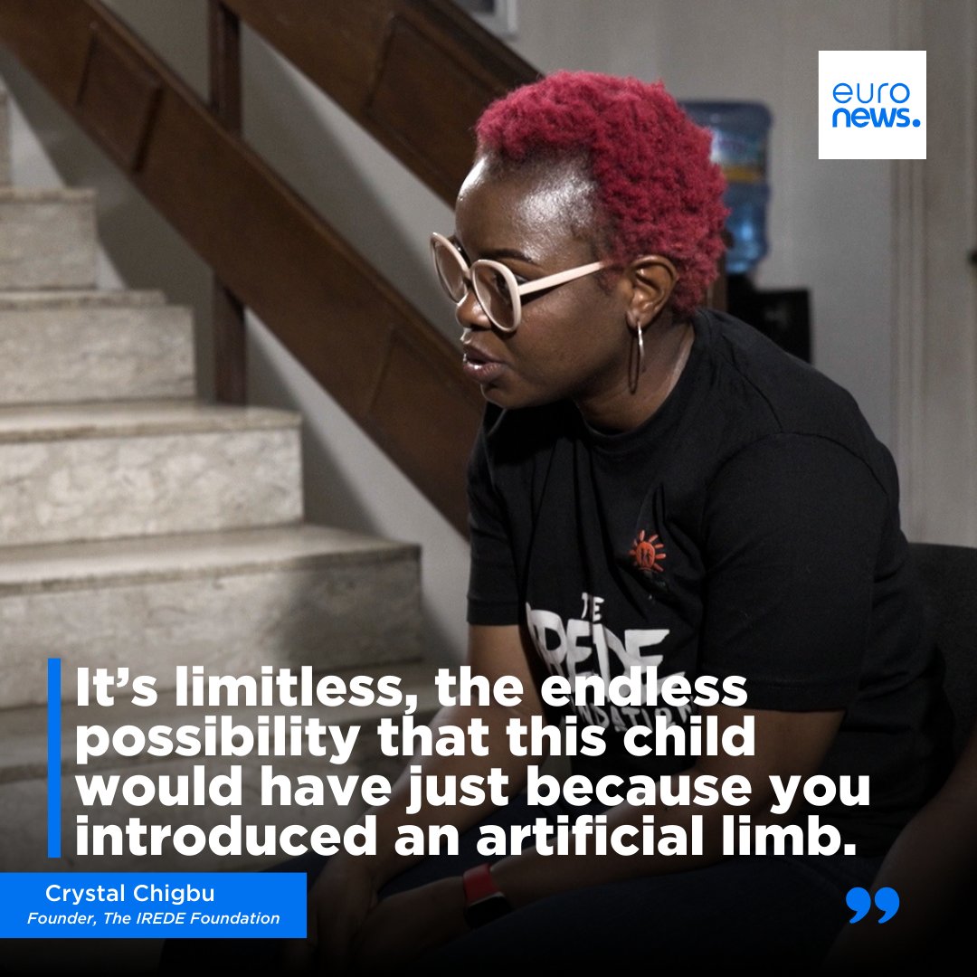 euronews's tweet photo. This NGO is giving prosthetics and hope to children who have lost a limb.

Crystal Chigbu established @theirede to enable young amputees to live more independent and fulfilling lives.

Find out more about Crystal’s initiative on #ScenesTheSeries w/ @mediacityqa 👇