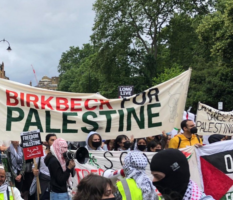 KalpanaWilson's tweet photo. SO proud of our amazing Birkbeck students #BBK4Palestine who have been hand-sewing this enormous flag, organising teachouts and marching. If you're  Birkbeck staff and haven't already, please sign this open letter https://t.co/GetGnEItWx #BDS #FreePalestine #Ceasefire_In_Gaza https://t.co/RzSUBLvVJI