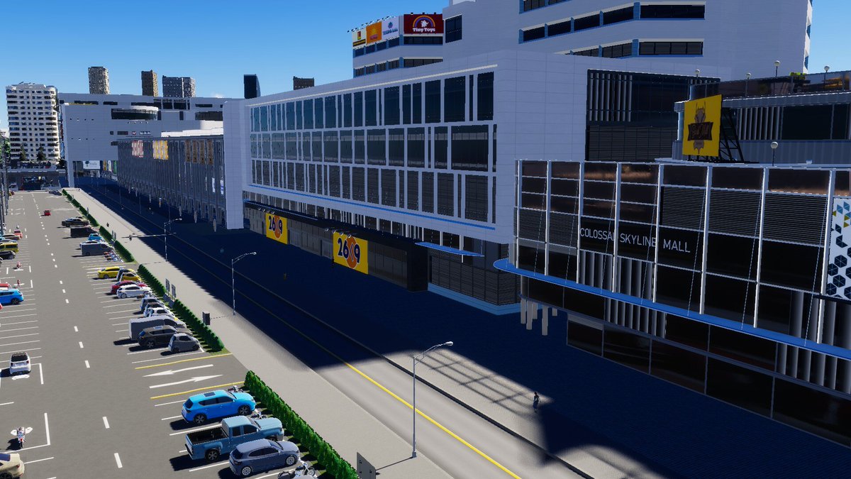 calex5000's tweet photo. Colossal Skyline Mall in the city of New Dudley #CitiesSkylines2 @ColossalOrder https://t.co/PPvu4nrDJk
