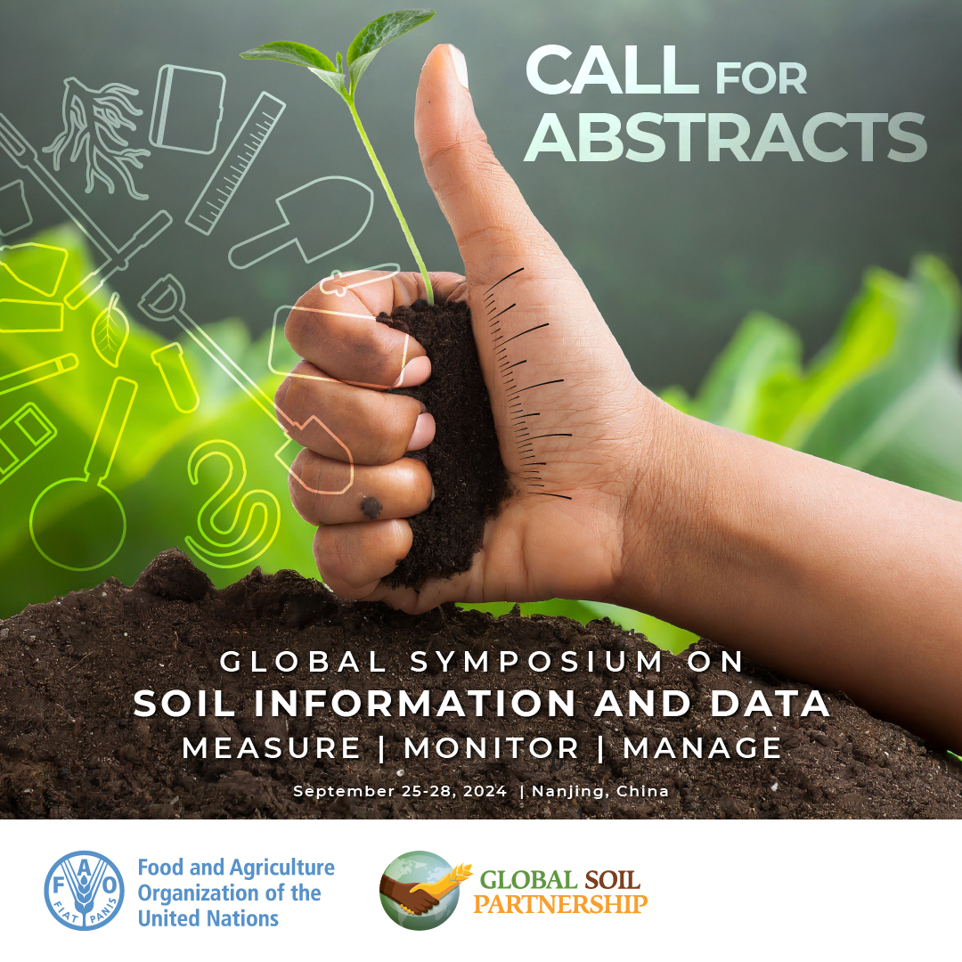 FAOLandWater's tweet photo. 📢 You are still on time to share your research for the Global Symposium on Soil Information & Data, 25-28 September 2024 in Nanjing, China.
Abstract submissions close today, 10 May 2024.
#GSID24 #SoilHealth
📝Submit https://t.co/Iq0KwA6YnJ
🌐 Website https://t.co/D7uF0WhJnO https://t.co/Y29h4Ea5eJ