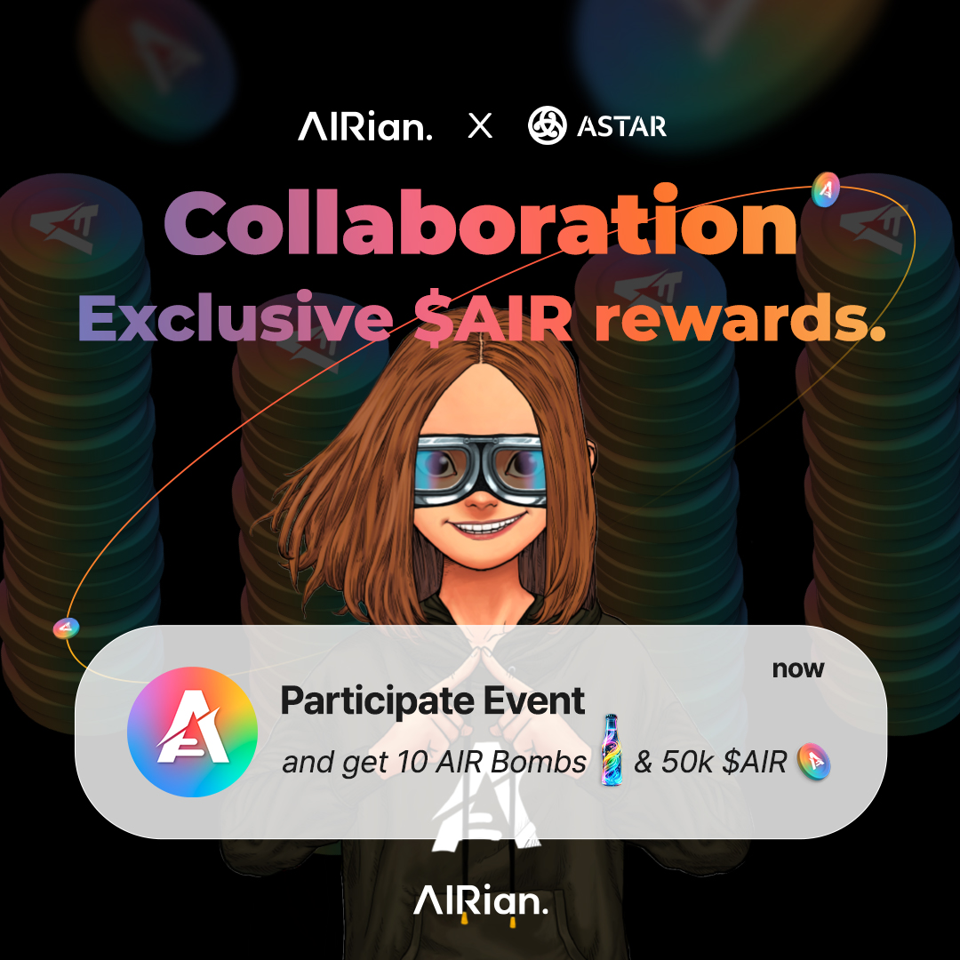 air_airofficial's tweet photo. Hi, AIRians and @AstarNetwork Community!

We're excited to announce our collaboration with Astar Network, a scalable network powering a global Web3 vision for all! To celebrate, we're hosting an exclusive event for our combined communities. 🚀

⬇️Discover the @Galxe Quest
https://t.co/PABnk155zY