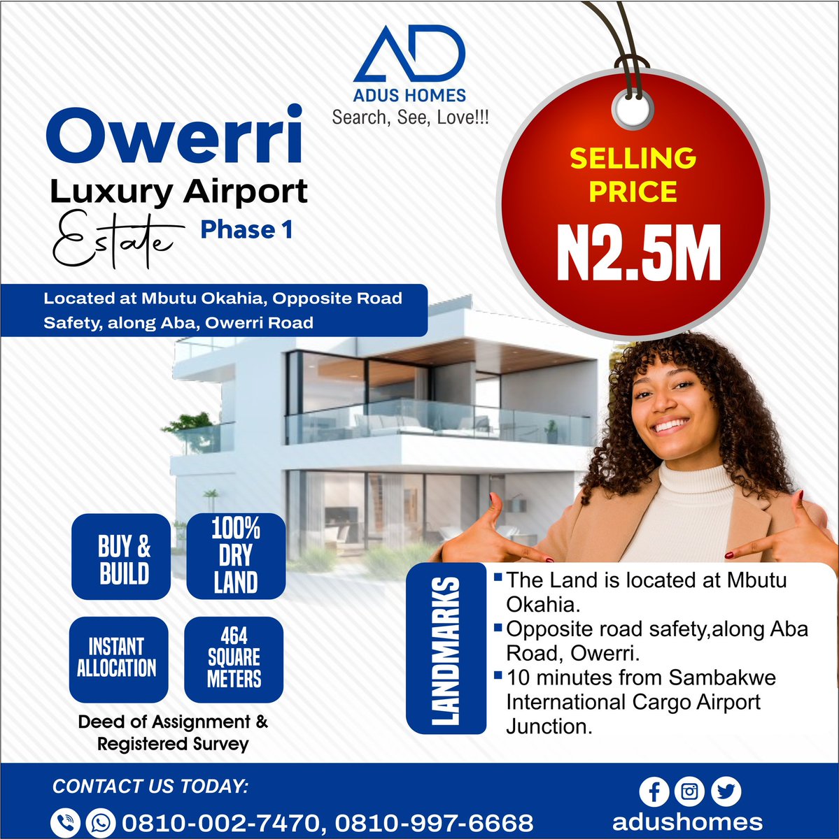 AdusHomes's tweet photo. We know your time is valuable but owning a PROPERTY is very important! Call us and fit us into your schedule.

SEARCH, SEE, LOVE 💙

#realestate #realestateagent #landforsale #nigeria #anambra #abroad #igbos #buyland #nigeriansindiaspora #east #buyhouse #aba #umuahia #anambra https://t.co/hyJCW0Bi7T
