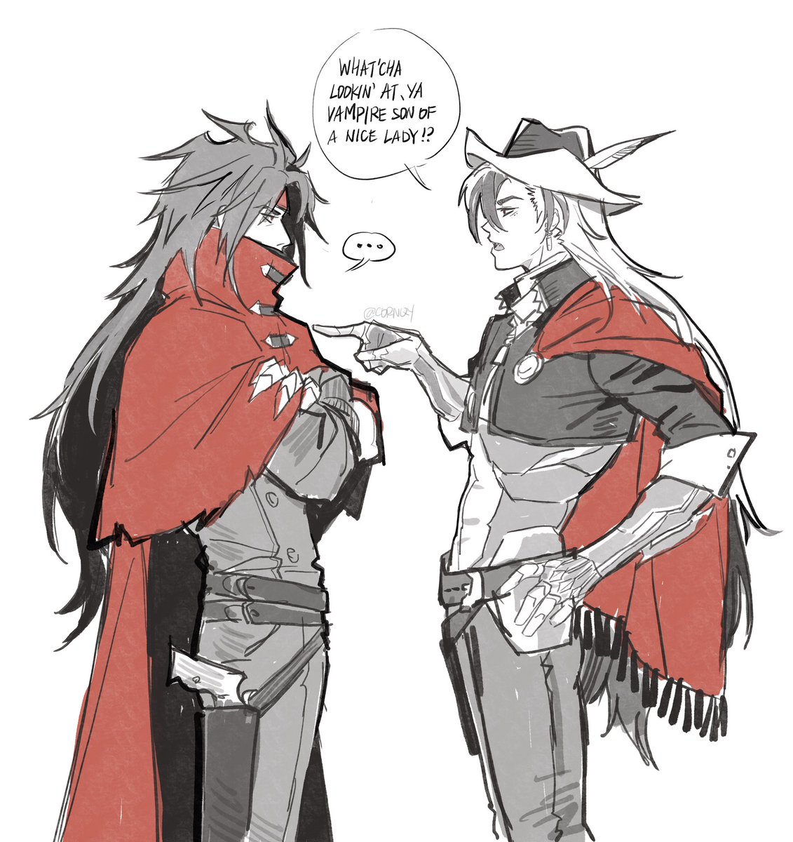 cornqy's tweet photo. Ultimate black+red gunslinger crossover for the audience of 1 (me) https://t.co/gdiH1ZnAPZ
