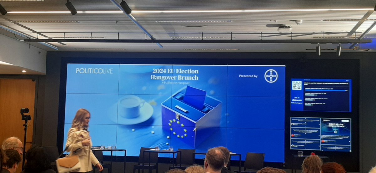 PulsEvrope's tweet photo. Postizborno jutro u Briselu: full house u @POLITICOEurope, na panelu o izbornim rezultatima. Učestvuji čelnici Evropske narodne partije, Evropskih Zelenih,  Partije evropskih socijalista i ALDE-a (Liberali i Demokrati).
#politicolive #EUelections2024 #PulsEvrope https://t.co/J5lN3TFxKV