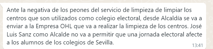 Whatsapp recibido por parte del subdirector del Distrito ayer, en jornada electoral 🏫❌
cc <a href="/fampasevilla/">Fampa Sevilla. “Nueva Escuela”</a> 
#Sevilla #Eleccioneseuropeas #colegioelectoral #Incumplimiento #Transparencia #colegiosdignos
