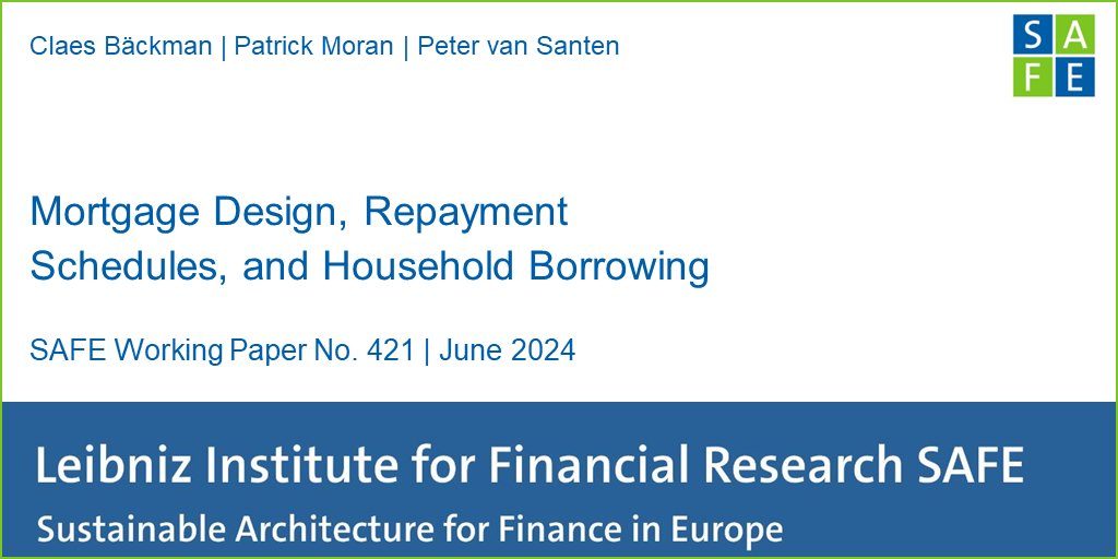 SAFE_Frankfurt's tweet photo. 📝New SAFE Working Paper No. 421 "Mortgage Design, Repayment Schedules, and Household Borrowing" by @ClaesBackman, @pedm, and Peter van Santen.

👉Find it via https://t.co/IOvr2fPKHm #mortgagedesign #EconTwitter https://t.co/LpXqf5nv6i