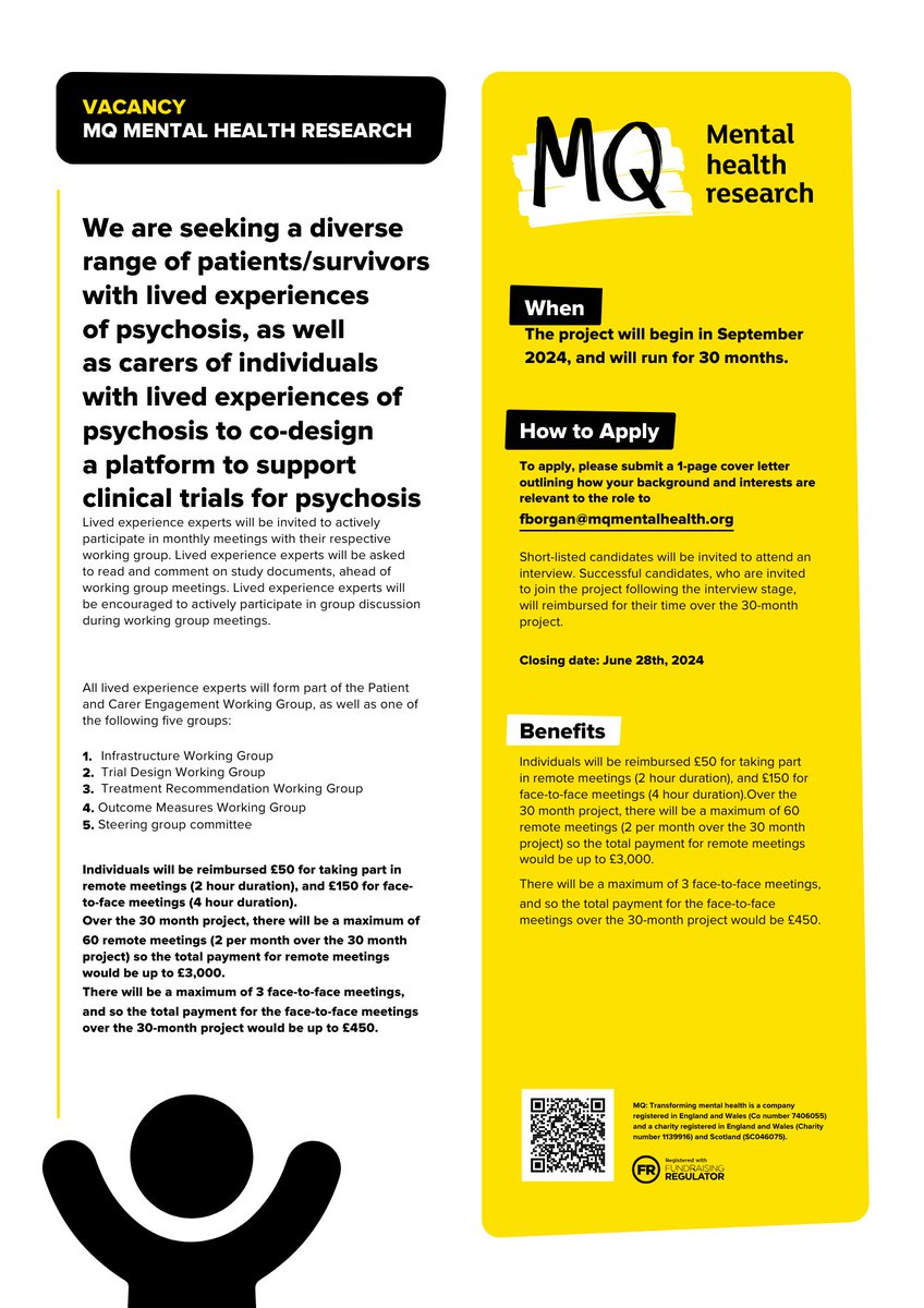Can you help?

We are seeking a diverse range of patients/survivors with lived experiences of psychosis, as well as carers of individuals with lived experiences of psychosis to co-design a platform to support clinical trials for psychosis