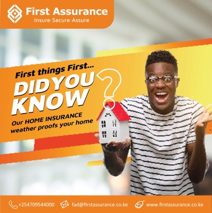 StandardKenya's tweet image. First things first, did you know First Assurance’s home insurance cover weatherproofs your home? Want to know how? Just visit their website: firstassurance.co.ke/home-insurance… for more information.

#FirstThingsFirst #FirstAssurance #Insurance #AD