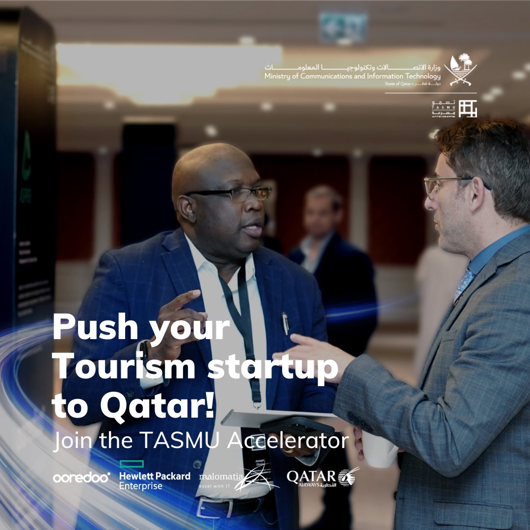 tasmuQa's tweet photo. To empower the tourism sector in Qatar, and for its second cohort, the TASMU Accelerator is looking for innovative tourism startups who want to scale up to Qatar!
Learn more & apply: https://t.co/WNopXwCyXw
@malomatia @HPE @ooredooqatar @qatarairways #SmartQatar #TASMU https://t.co/lI4TyBtzB8