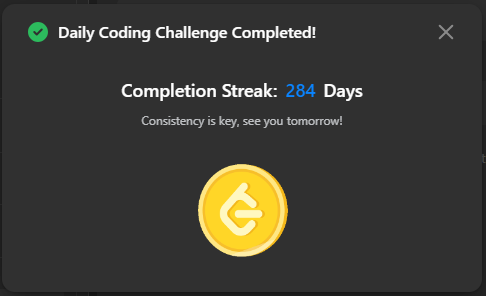 Atharva___Gawas's tweet image. 284 days streak on @leetcode

leetcode.com/problems/heigh…

#LeetCode #CodingStreak #100DaysOfCode #dsa2024