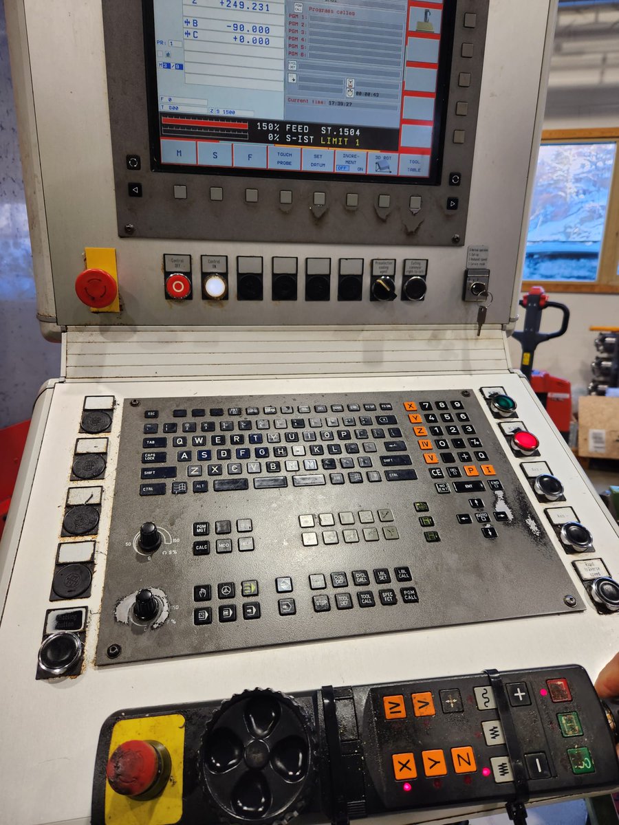 mach4metal's tweet image. 5-axis CNC machine (VMC)MATEC 30 HV X - Travel:                  3000mm
Y 800mm
Z 800mm
A -105°
B +105°
Table L 3500mm
Table W 830mm
Table  Ø 600mm
Feed rate X 48000mm/min.
Power on spindle 16kW
Speeds / ranges 18000Rpm
ATC  48
Coolant  
#mach4metal #matec