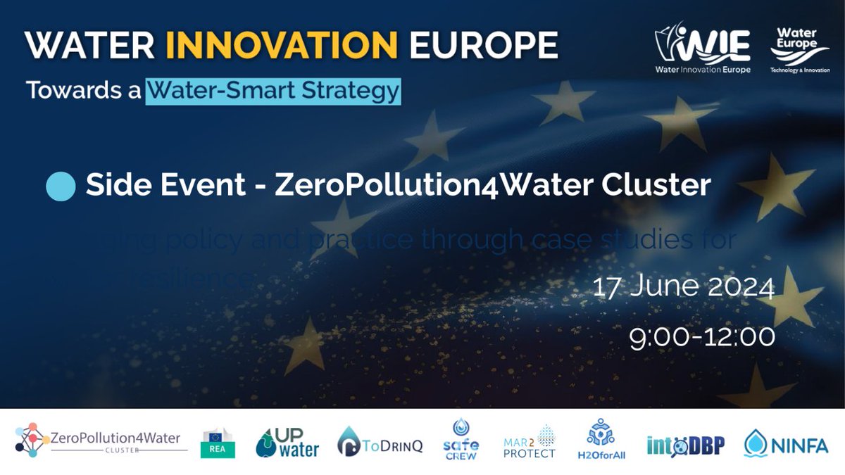 UPWATER (@upwaterproject) on Twitter photo Don't miss the side event of the <a href="/ZeroPollut23533/">ZeroPollution4water Cluster</a> Cluster, part of the Water Innovation Europe event in hashtag #Brussels!
For more information, visit the ZP4W cluster website: zeropollution4water.eu/zeropollution4…
#WaterSmartSociety #EU #WaterManagement #Innovation Don't miss the side event of the <a href="/ZeroPollut23533/">ZeroPollution4water Cluster</a> Cluster, part of the Water Innovation Europe event in hashtag #Brussels!
For more information, visit the ZP4W cluster website: zeropollution4water.eu/zeropollution4…
#WaterSmartSociety #EU #WaterManagement #Innovation