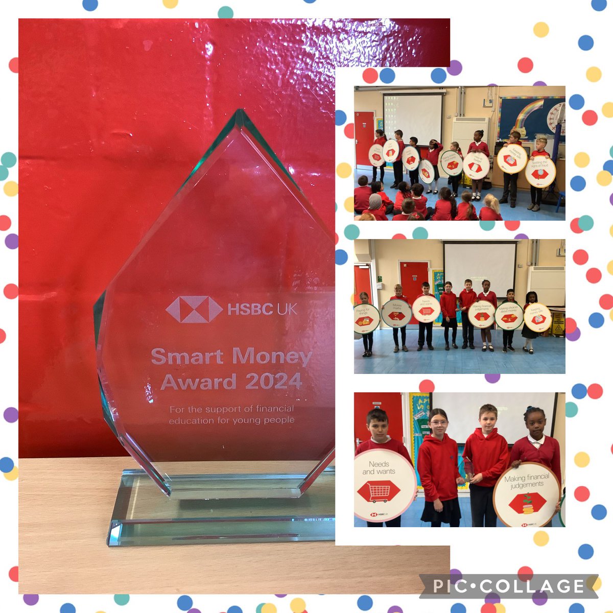 We started our week in a positive way in a whole school assembly with HSBC where our maths ambassadors helped to answer questions about money in order to receive our 2024 award for our continued work with their financial education programme. <a href="/Miss_Carr_Falla/">Miss Carr</a> <a href="/FallaParkSchool/">Falla Park Community Primary School</a>